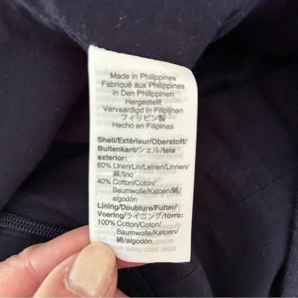 J. Crew Jumpsuit Navy Blue Linen Cotton Tie Front Wide Leg L6968 size 14 - Picture 16 of 16